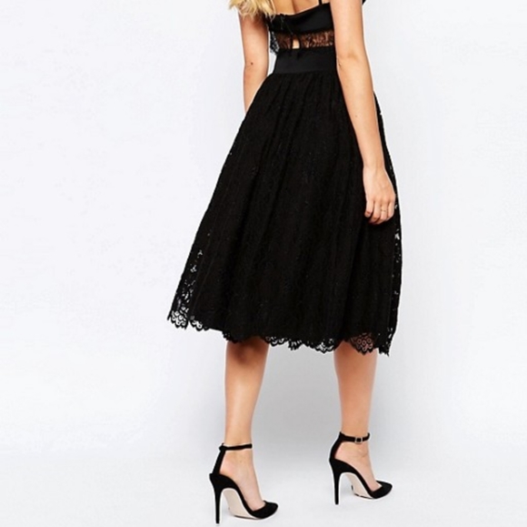 🍒NWT🍒 TED BAKER BLACK LACE FULL SKIRT - Picture 2 of 15